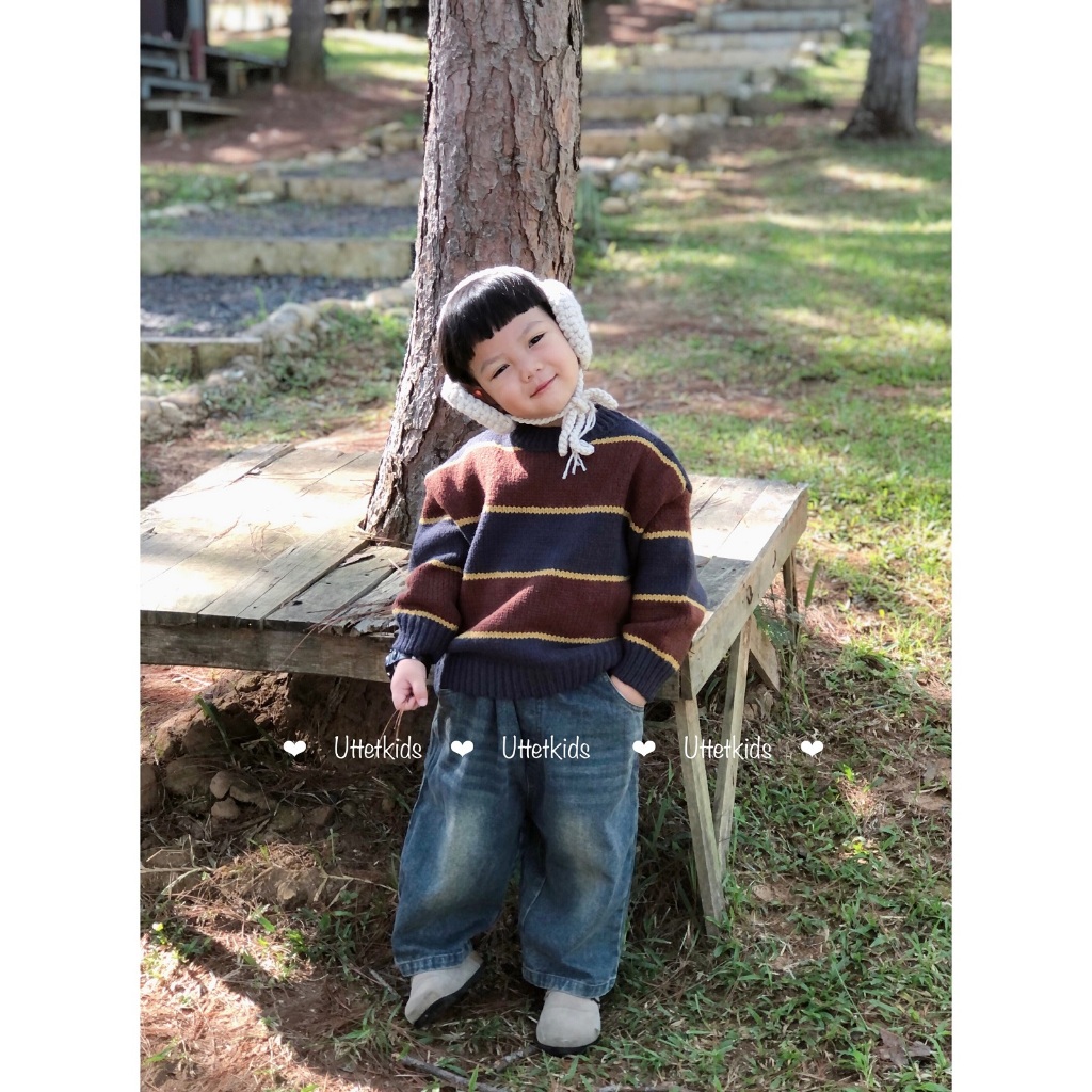 ÁO LEN VÀ QUẦN JEAN ỐNG RỘNG PHONG CÁCH HÀN QUỐC CHO BÉ GÁI VÀ BÉ TRAI