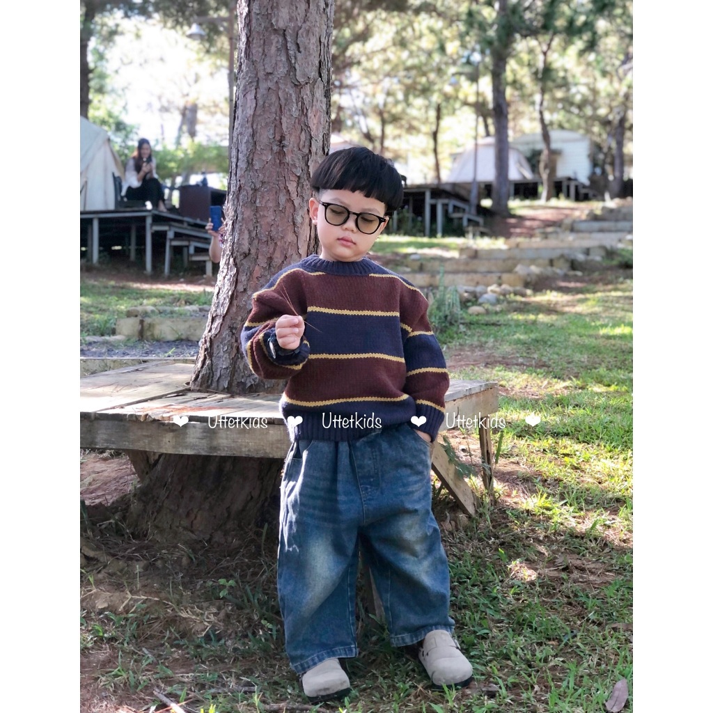 ÁO LEN VÀ QUẦN JEAN ỐNG RỘNG PHONG CÁCH HÀN QUỐC CHO BÉ GÁI VÀ BÉ TRAI