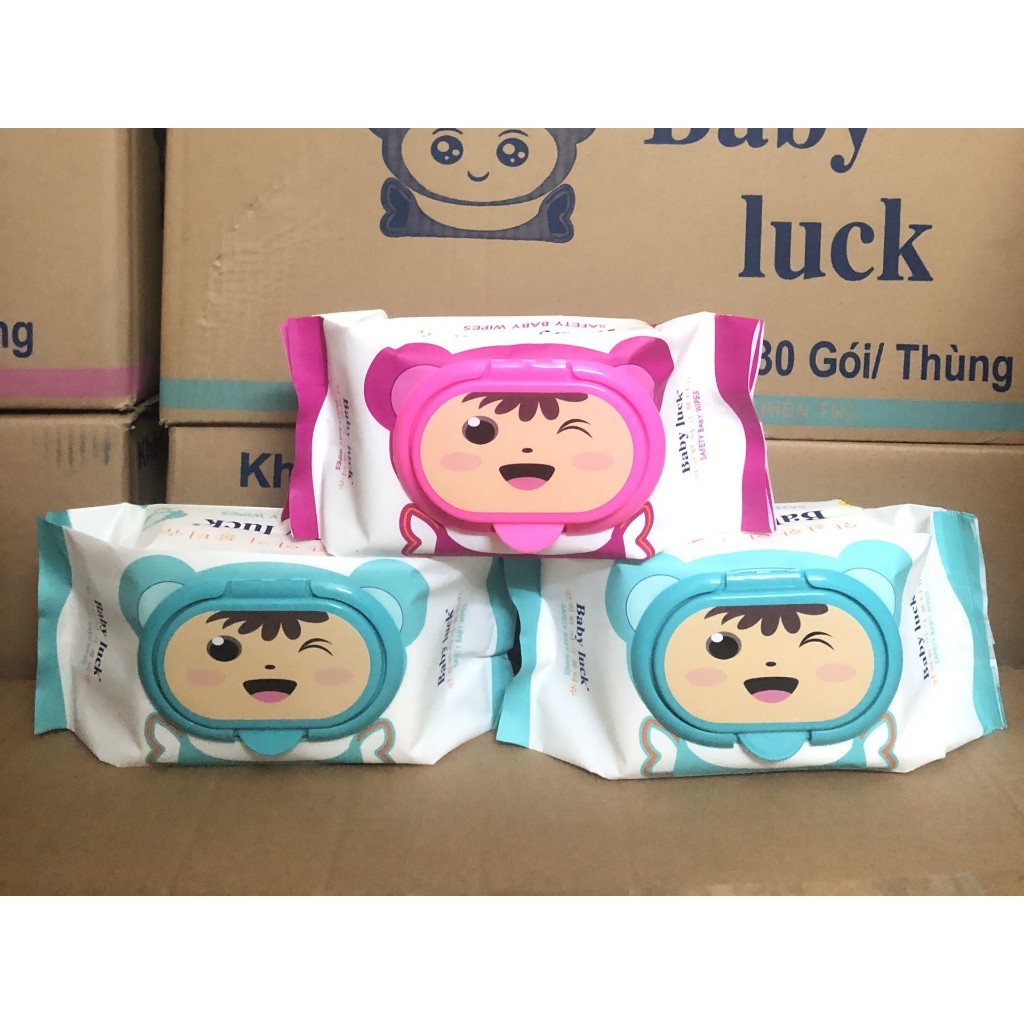 [THÙNG 30 GÓI] KHĂN GIẤY ƯỚT BABY LUCK 180G 100 TỜ