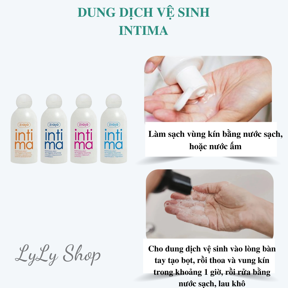 Dung dịch vệ sinh Intima Ziaja,  dưỡng ẩm, tăng độ đàn hồ cho da, mùi hương dễ chịu  lylyshop-200ml
