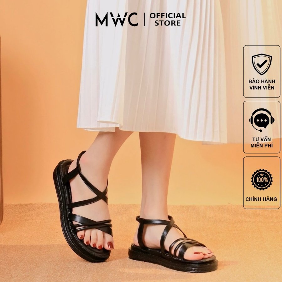Giày MWC 2926 - Giày Sandal Đế Bánh Mì, Giày Sandal Quai Dây Chéo Đế Bánh Mì Thời Trang