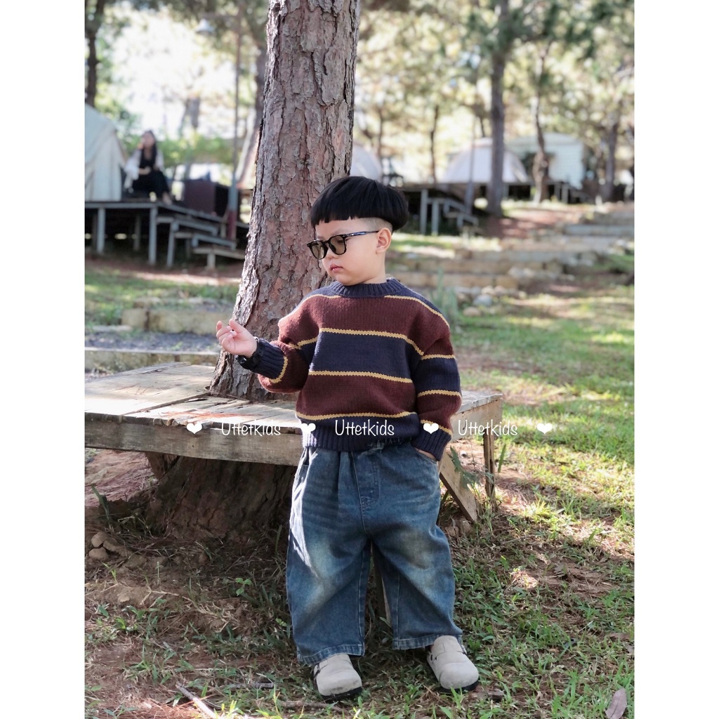 ÁO LEN VÀ QUẦN JEAN ỐNG RỘNG PHONG CÁCH HÀN QUỐC CHO BÉ GÁI VÀ BÉ TRAI