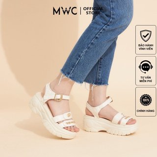Giày sandal nữ mwc 2964 - giày sandal đế cao 7cm siêu hack dáng với 2 quai ngang thời trang