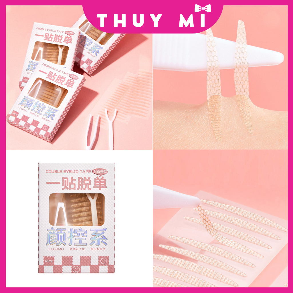 Kích mí tàng hình trong suốt sẵn keo tạo mắt hai mí chống thấm nước cao cấp GECOMO 90 miếng