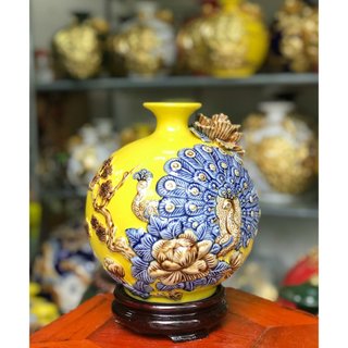 Tổng hợp Bình hút lộc, lọ hoa hút lộc vinh hoa phú quý gốm sứ bát tràng 22cm