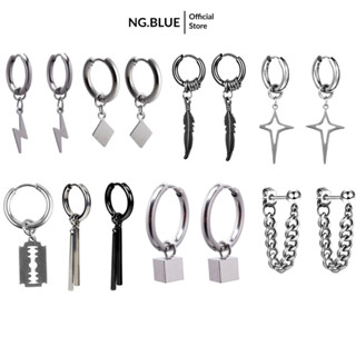 Bông tai khuyên tai kẹp vành xỏ lỗ đẹp nam nữ bạc kiểu  hình ngôi sao chiếc lá dáng dài giả thép titan không gỉ Hàn Quốc