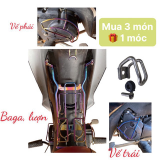 Baga lượn giữa titan Honda Wave rsx,Wave alpha,wave rs ,Wave 110 bảo vệ(2017->2024) (10ly)(3 lớn🎁1móc)