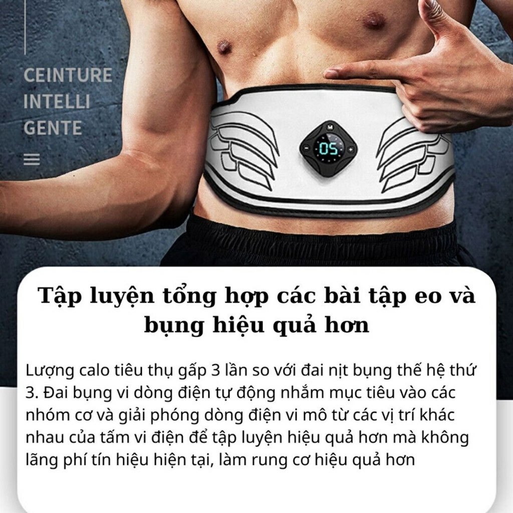 Đai Massage Giảm Mỡ Bụng Cao Cấp Megafit X500, Đai Tập Bụng Ems Thông Minh Cho Nam Và Nữ.