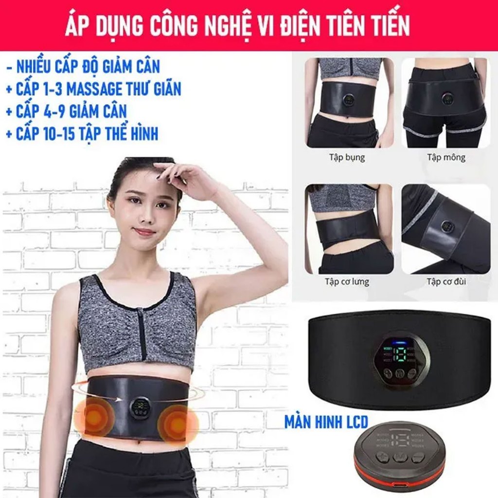 Đai Massage Rung Giảm Mỡ Bụng Và Toàn Thân Cao cấp X100, Đai Massage Tập Bụng Giảm Béo,Giúp Thon Gọn Cơ Thể,