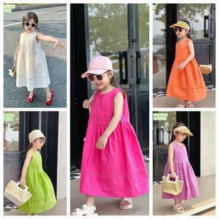 Đầm sát nách chân viền ren cho bé gái từ 10kg đến 35kg/ từ 1 tuổi đến 9 tuổi