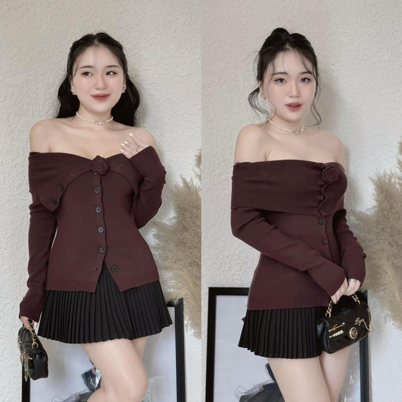 ÁO LEN TRỄ VAI CÀI HOA