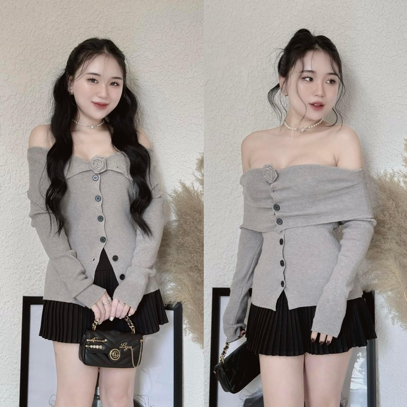 ÁO LEN TRỄ VAI CÀI HOA