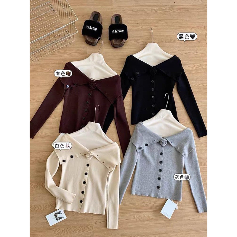 ÁO LEN TRỄ VAI CÀI HOA