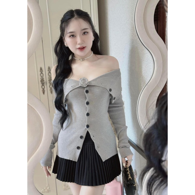 ÁO LEN TRỄ VAI CÀI HOA