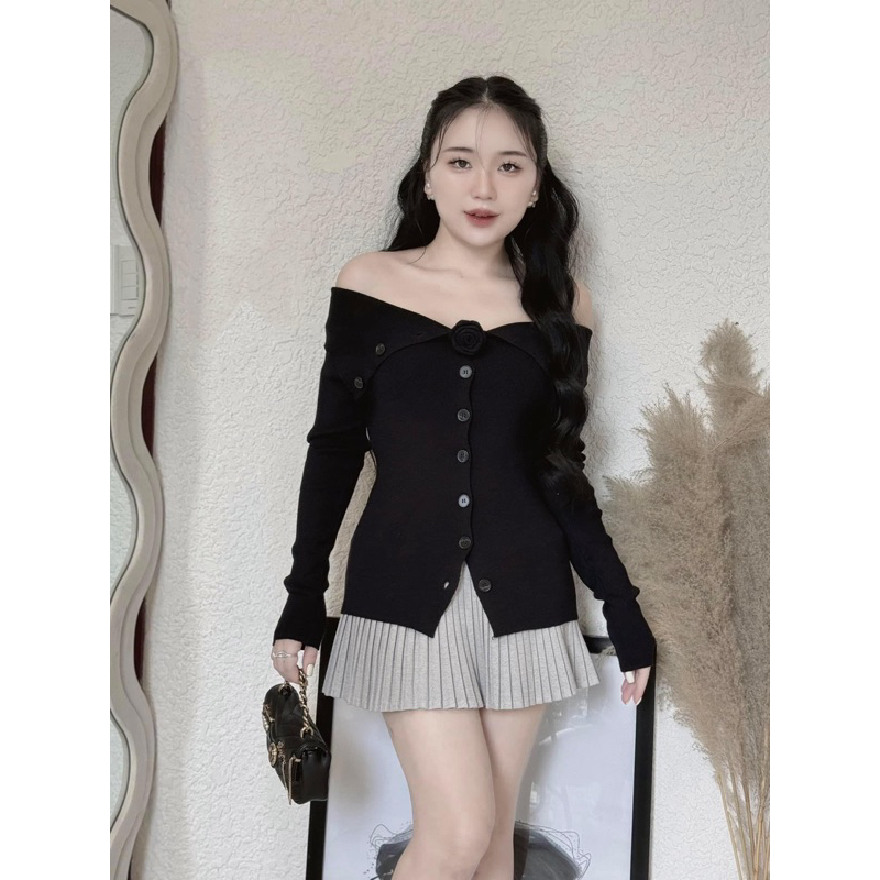 ÁO LEN TRỄ VAI CÀI HOA