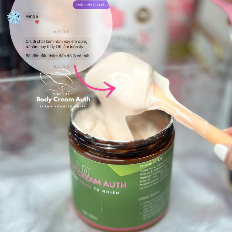 Kem Body Trắng Hồng Tự Nhiên, An Toàn Dành Cho Da Mỏng, Yếu, Có Tông Sẵn Body Cream Auth Hộp 150g, 300g, 500g