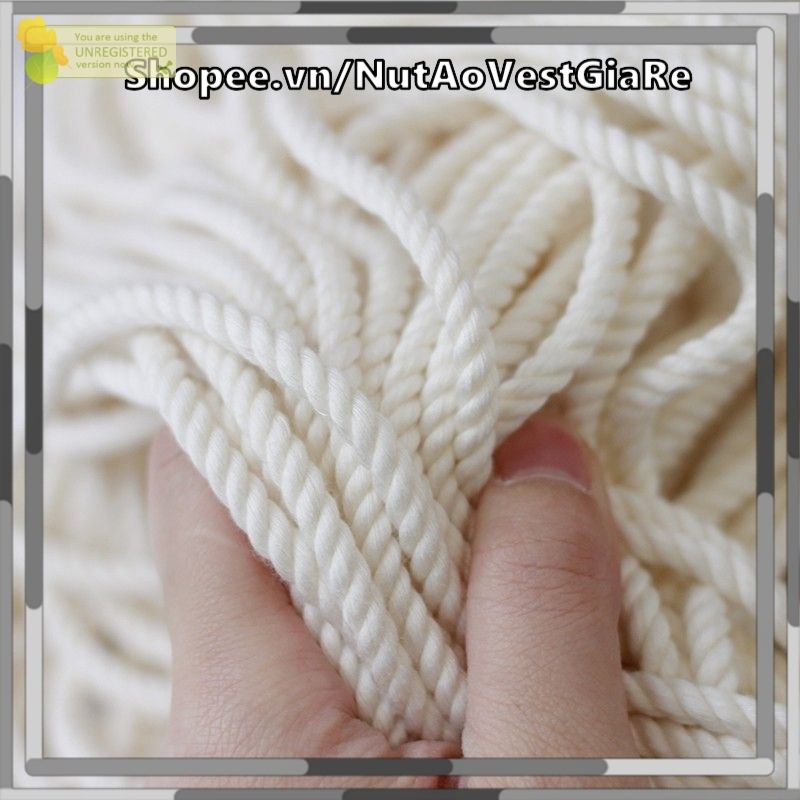 Set 5 mét Dây thừng coton xoắn 7mm dùng làm trang trí, thắt lưng, quai túi xách
