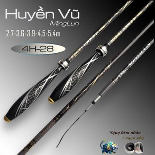 Cần câu đài huyền vũ 4h carbon xpipal tặng kèm nhẫn, ngọn phụ và trục, phao, lưỡi