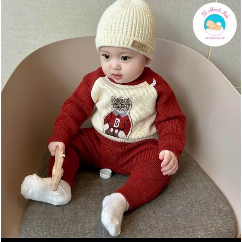 Bộ len cổ tròn cho bé trai