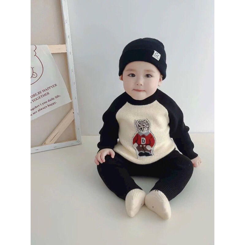 Bộ len cổ tròn cho bé trai