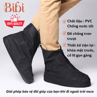Bao giày đi mưa cổ lỡ PVC dày dặn có khóa, chống nước, chống trơn trượt. Ủng bọc giày đi mưa