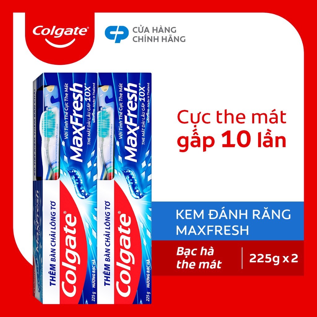 Date mới  COLGATE KEM ĐÁNH RĂNG MAXFRESH TUÝP 225G | 230G TẶNG KÈM BÀN CHẢI LÔNG TƠ