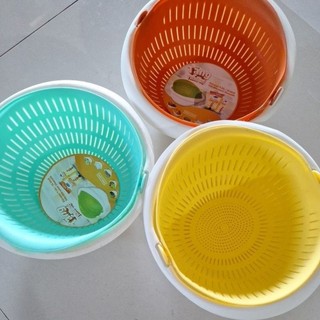 rổ nhựa kèm thau loại tốt, cứng cáp, rổ liền thau (1 cái)