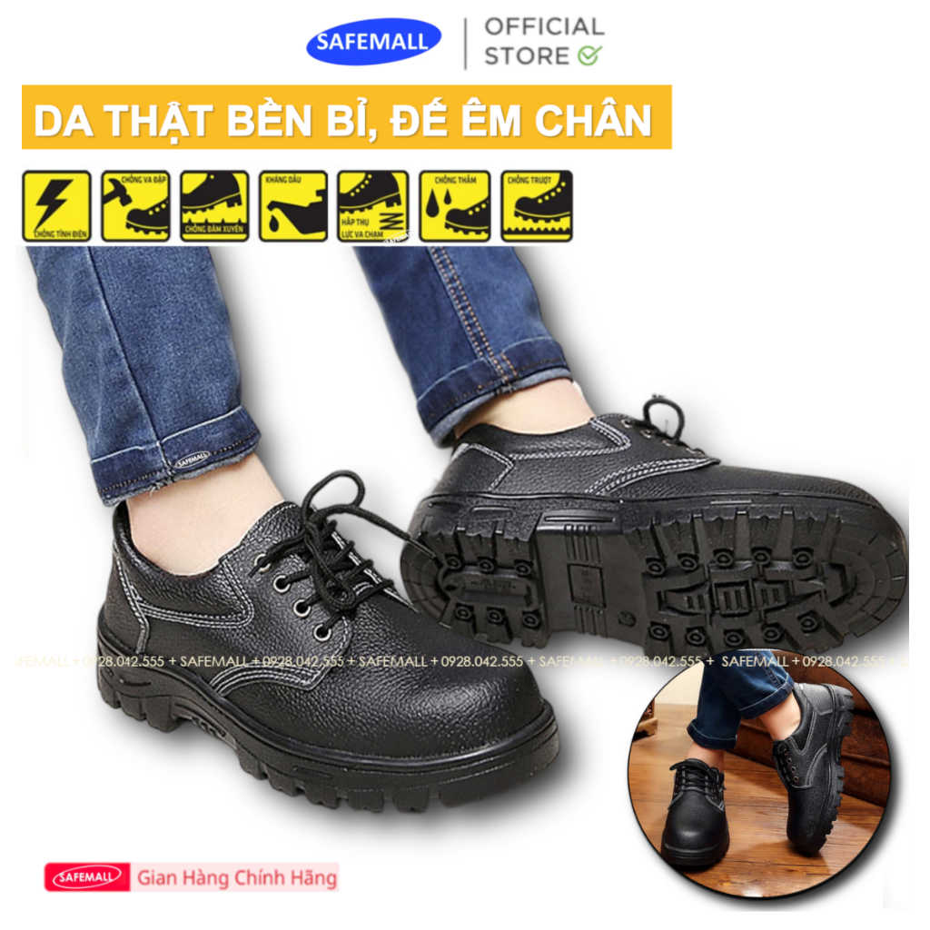 Giày bảo hộ mũi thép đế thép Nhật Quang loại 1, Da thật bền bỉ Đế cao su cao cấp chống đinh và dầu - SAFEMALL Chính Hãng