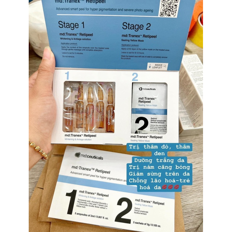 Peel da sinh học sáng da, mờ thâm, tàn nhang, nám MD:Ceuticals - TRANEXAMIC ACID & RETINOL