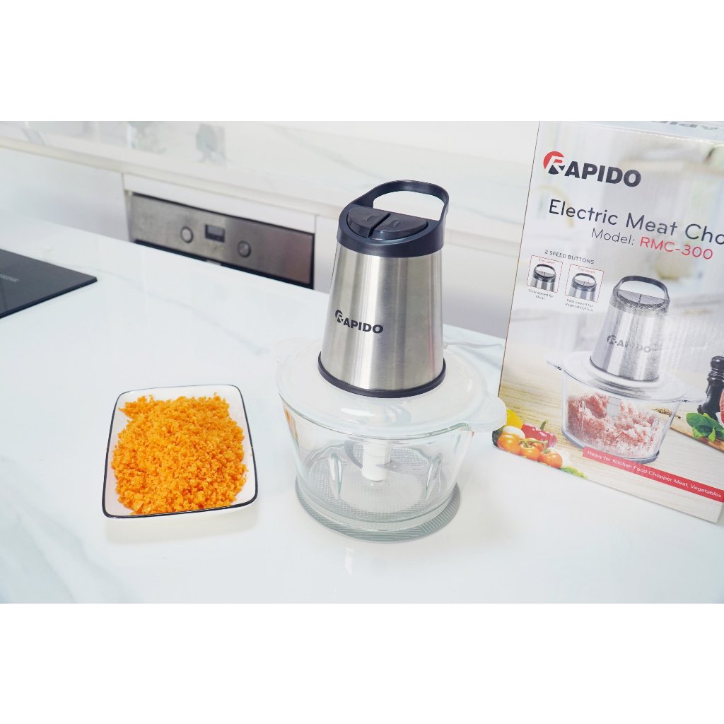 Máy xay thịt đa năng Rapido RMC-300 cối thủy tinh dung tích 2L công suất 300W bảo hành 12 tháng