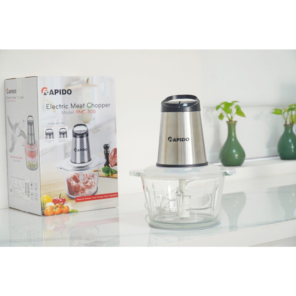 Máy xay thịt đa năng Rapido RMC-300 cối thủy tinh dung tích 2L công suất 300W bảo hành 12 tháng