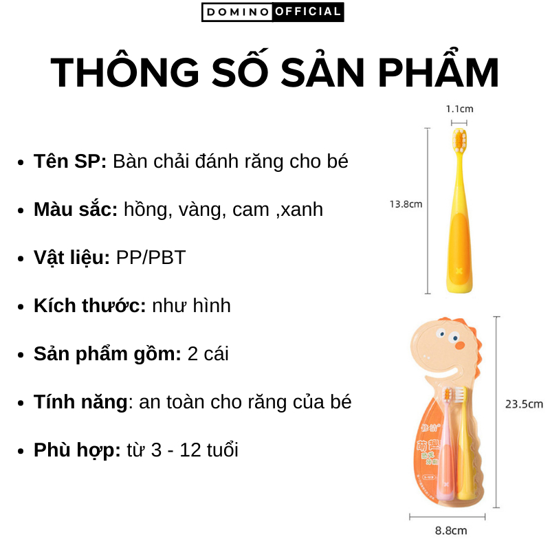 Bàn Chải Đánh Răng Domino Dành Cho Bé Mềm Mịn Siêu Đáng Yêu