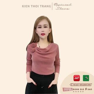 Áo thun nhũ tay dài nhúm kiểu cực xinh , chất nhũ mềm mát. H60