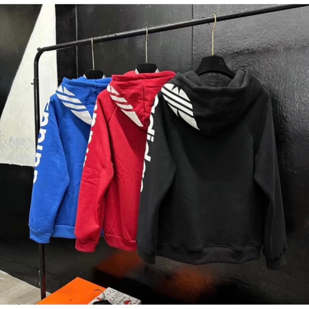 Áo Hoodie Adidas In Chữ Sọc Tay Mũ 2 Lớp Cap Cấp Bản Xịn Phong Cách Boy Phố Hottrend 2023