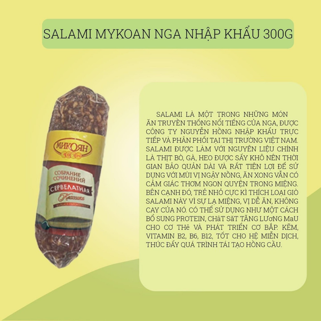 Xúc xích salami hun khói Mykoan , lạp xưởng khô Nga 250g