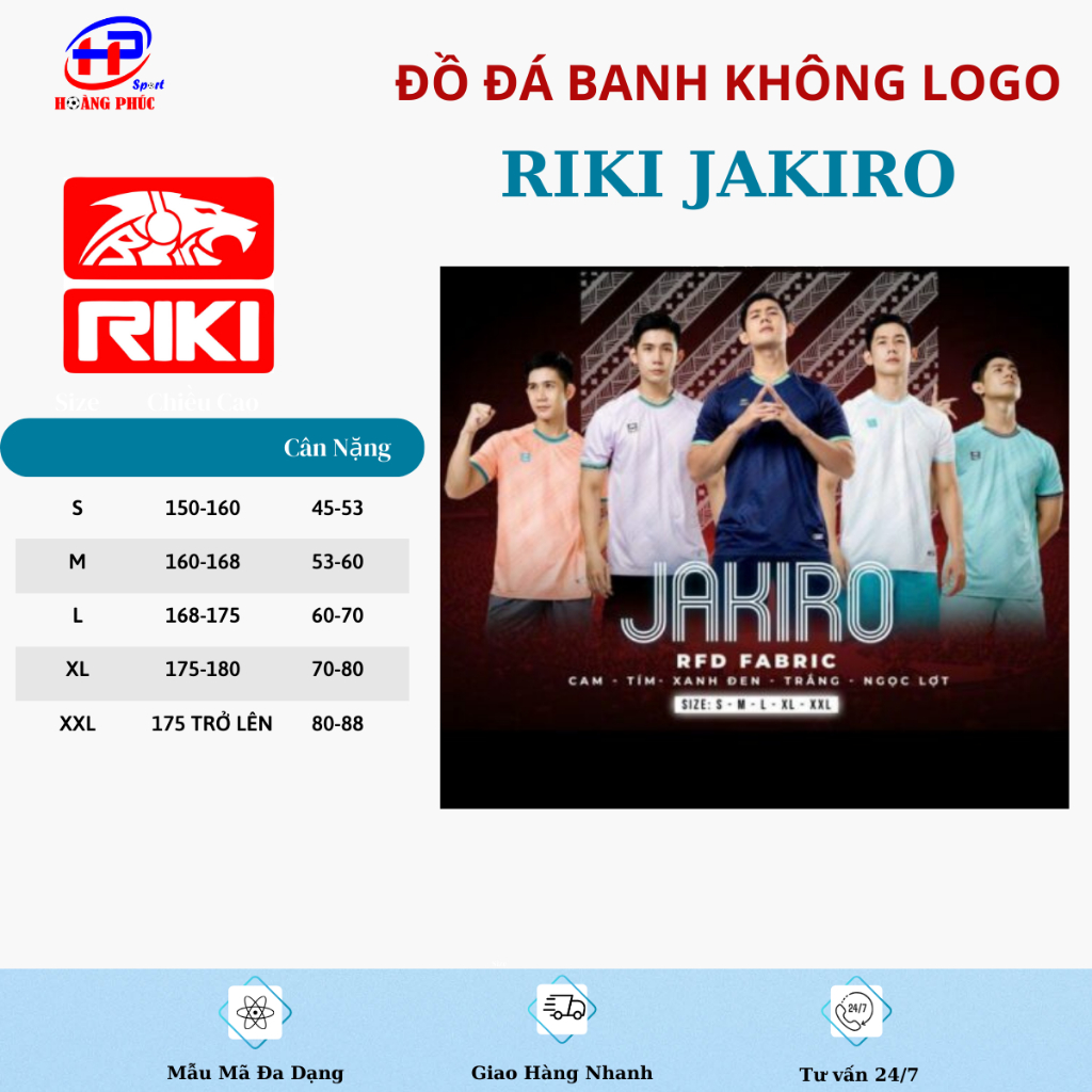 Quần áo bóng đá,đồ đá banh RIKI JAKIRO thun mè cao cấp chuẩn thi đấu,thấm hút mồ hôi cực đẹp - sport hoàng phúc