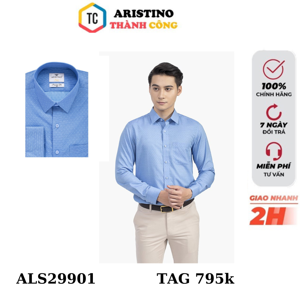 Áo sơ mi dài tay nam Aristino sợi tre thiên nhiên tà lượn form regular ALS29901