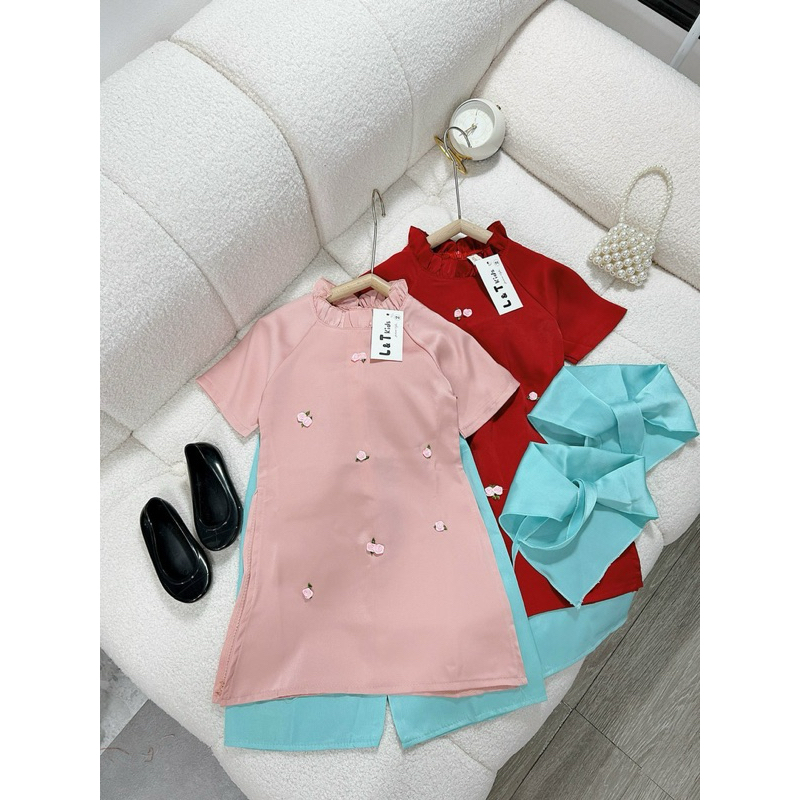 Set Áo Dài tặng kèm khăn lụa cao cấp cho bé gái