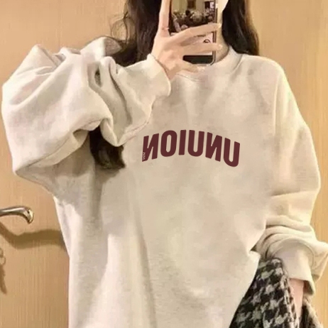 Focus local brand fashion vintage xám UNUION cổ tròn áo nỉ nữ dày sweater bigsize unisex levents 100%cotton