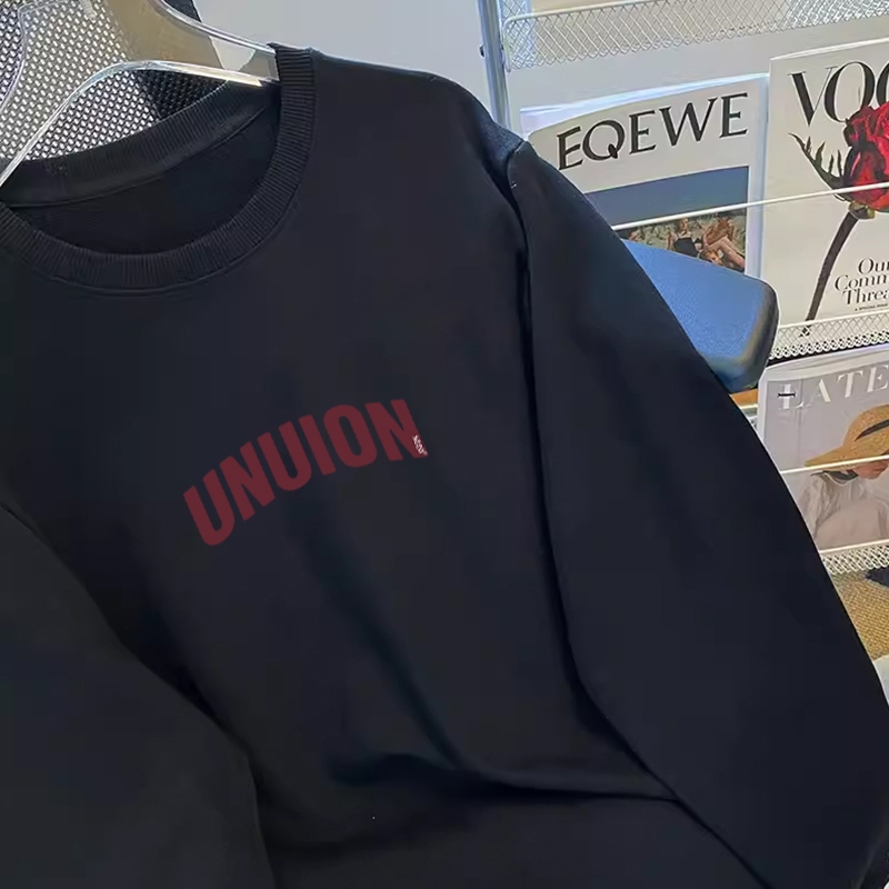 Focus local brand fashion vintage xám UNUION cổ tròn áo nỉ nữ dày sweater bigsize unisex levents 100%cotton