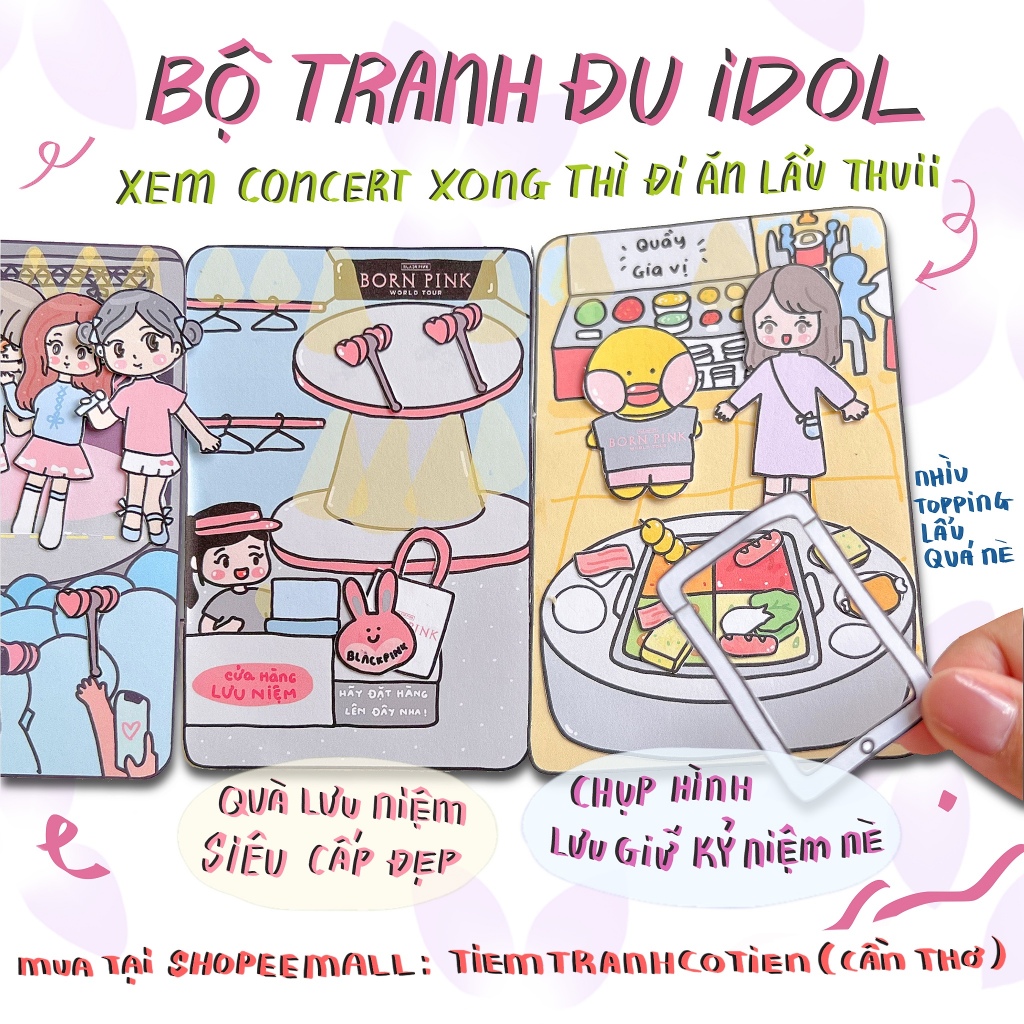  Bộ Tranh Đồ Chơi Giấy Cô Tiên Xanh Đi Đu Idol Black Pink