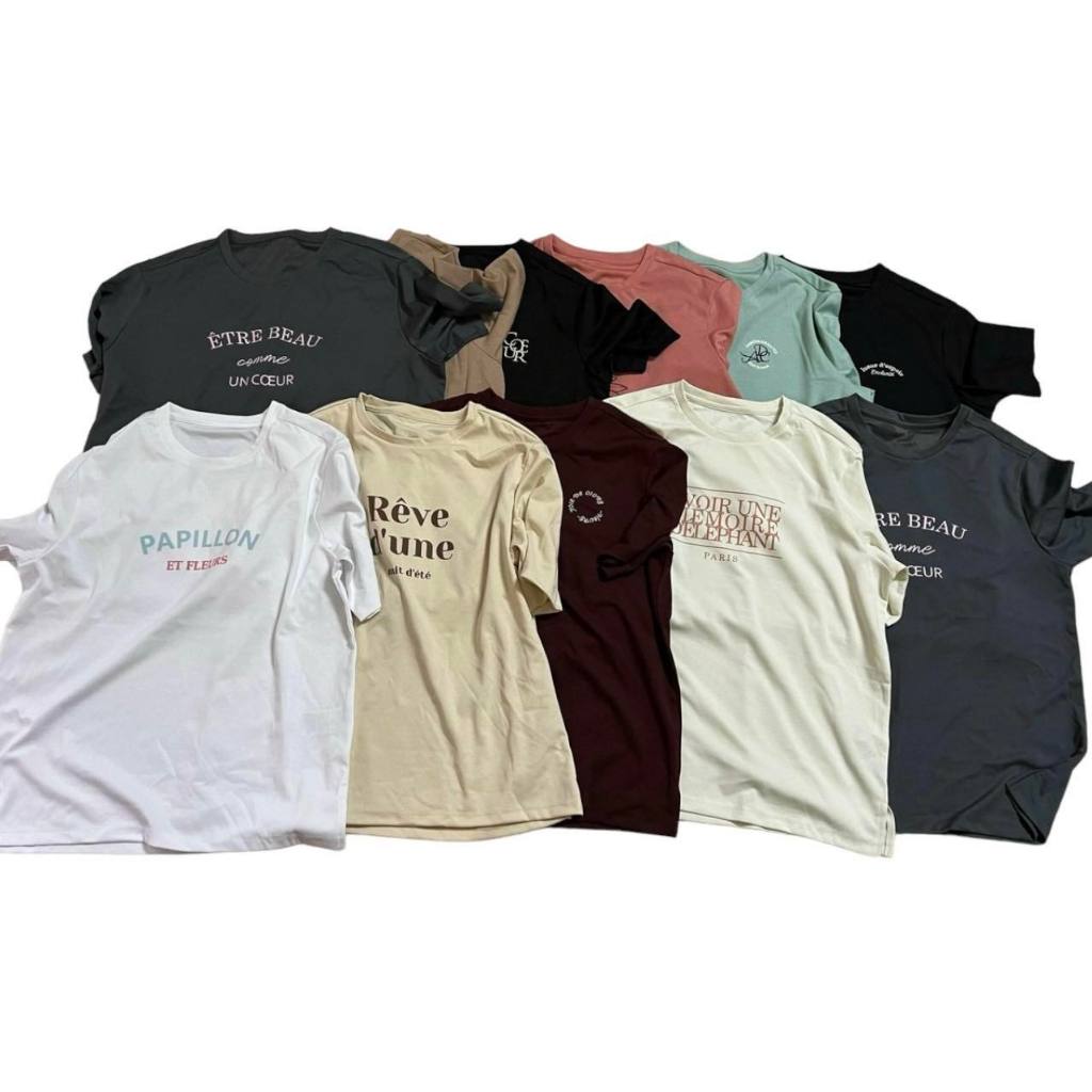 Áo thun xuất hàn chữ đơn giản nữ