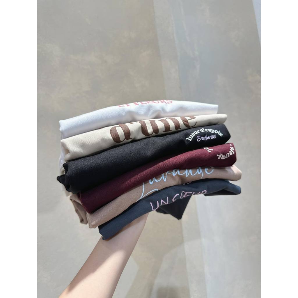 Áo thun xuất hàn chữ đơn giản nữ