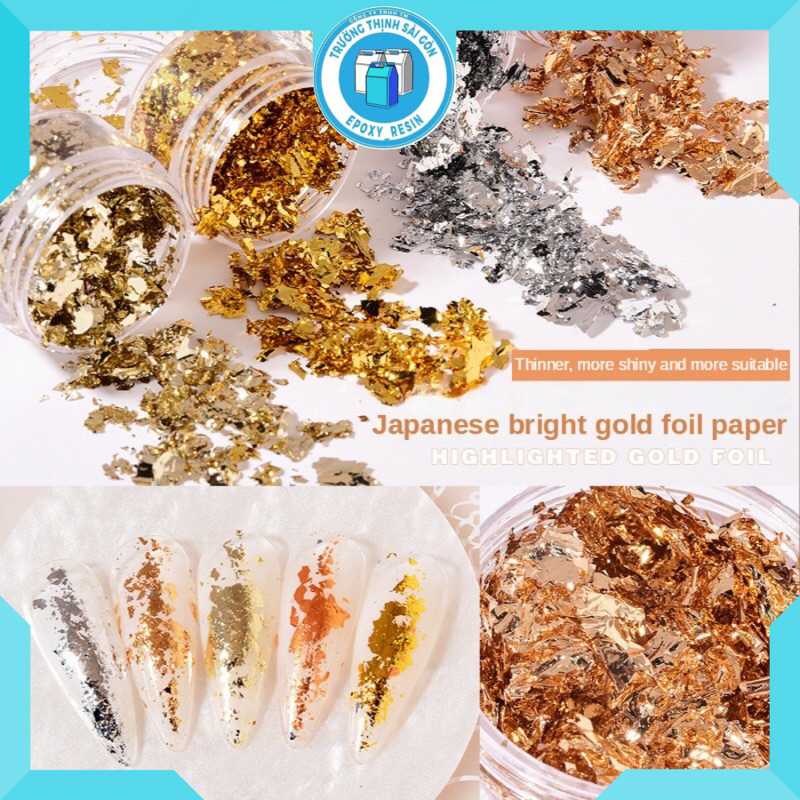 Kim Tuyến Vụn Nhũ Vàng Trang Trí Nail, Trang Trí Thủ Công Handmade Hũ 50ml - Trường Thịnh Sài Gòn