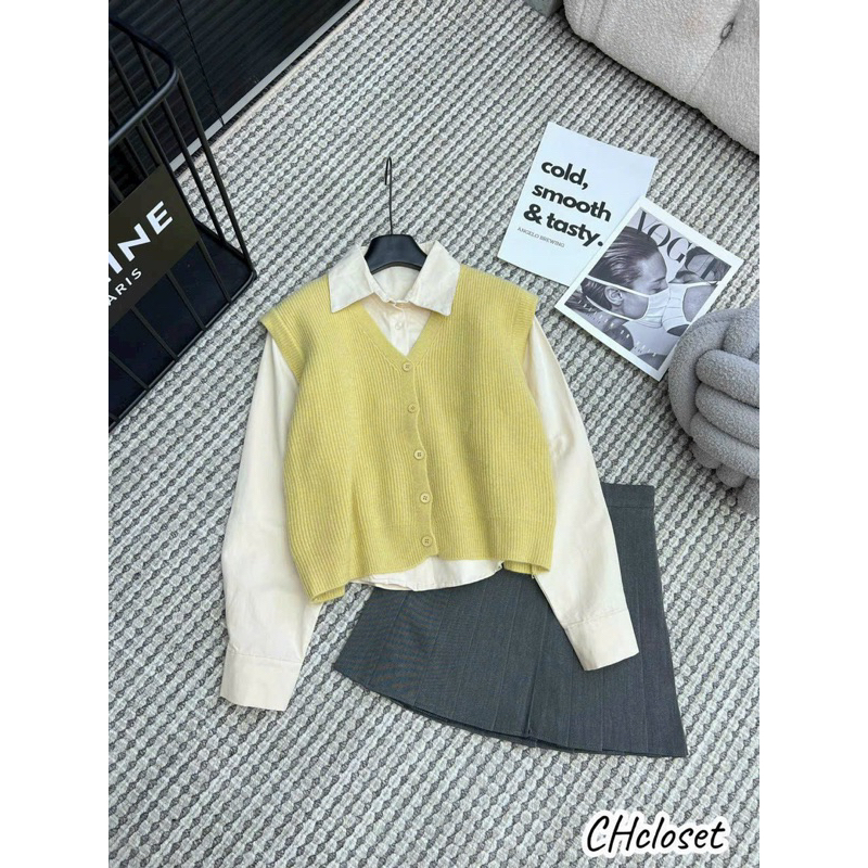 Áo sơmi nhung + áo ghile len QC 4 màu