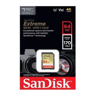 Thẻ nhớ Máy Ảnh SDXC SanDisk Extreme U3 V30 1000x 64GB 170MB/s (Vàng)