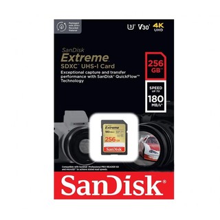 Thẻ nhớ Máy Ảnh SDXC SanDisk Extreme 128GB / 256GB V30 UHS-I U3 4K 180MB/s (Vàng)