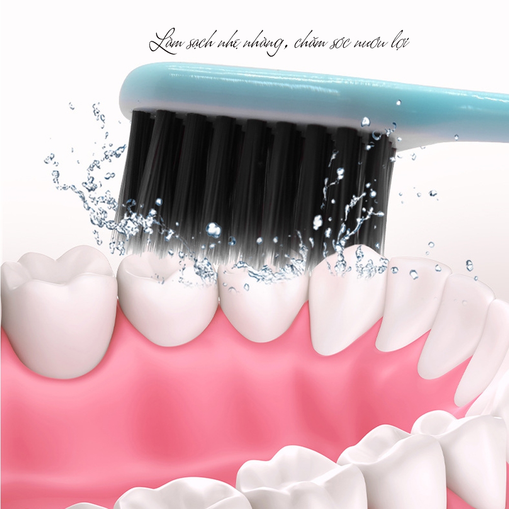 Bàn chải đánh răng lông mềm Bamboo Macaron Sợi tre than hoạt tính Minh House