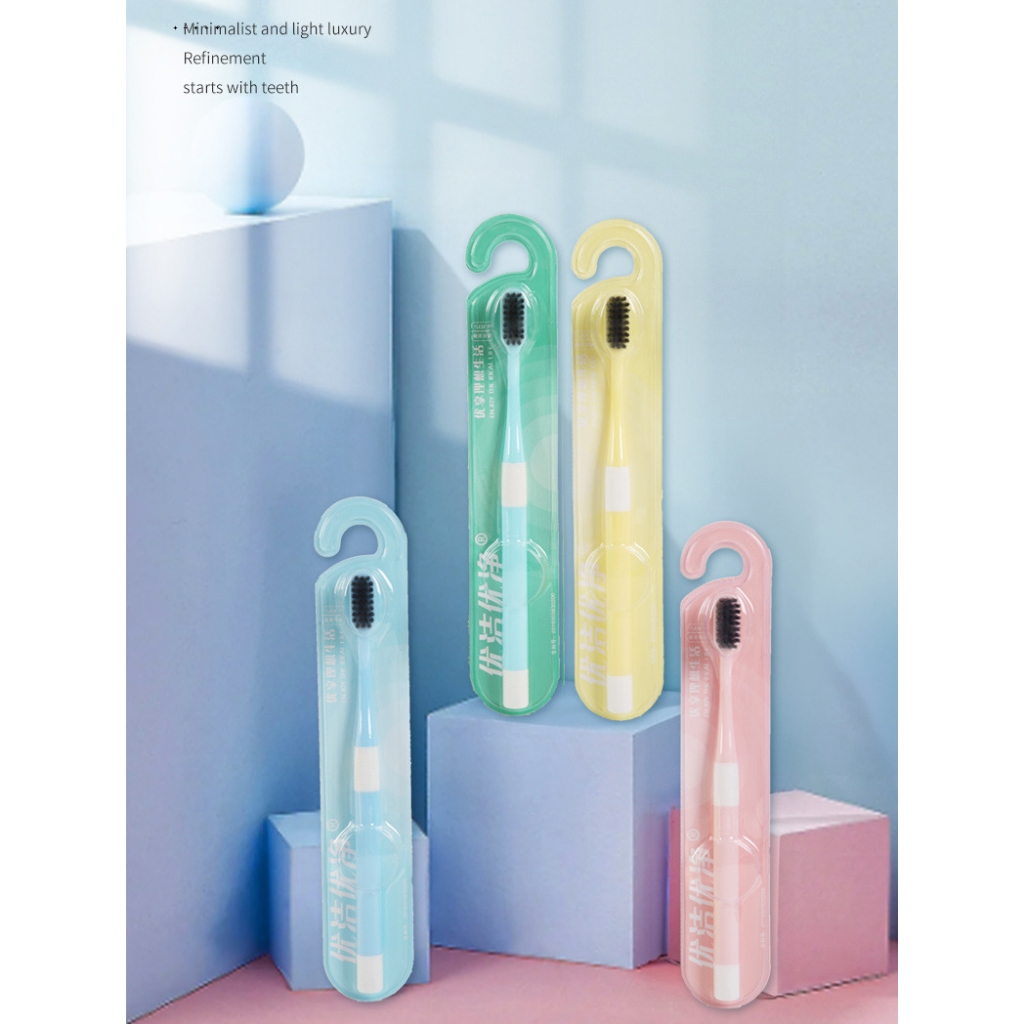 Bàn chải đánh răng lông mềm Bamboo Macaron Sợi tre than hoạt tính Minh House