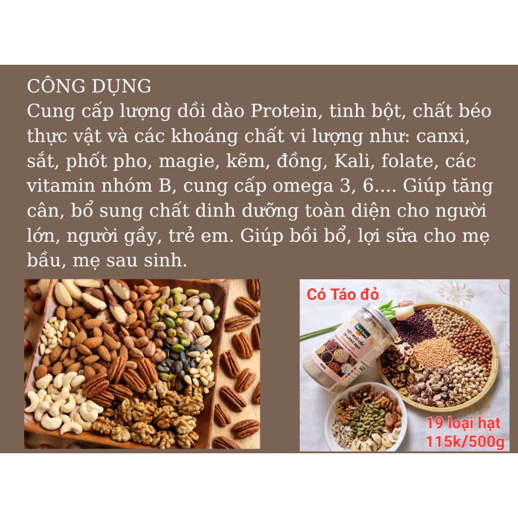 500g Ngũ Cốc Không Đậu Nành 19 vị  Béo Ngậy, Thơm Ngon